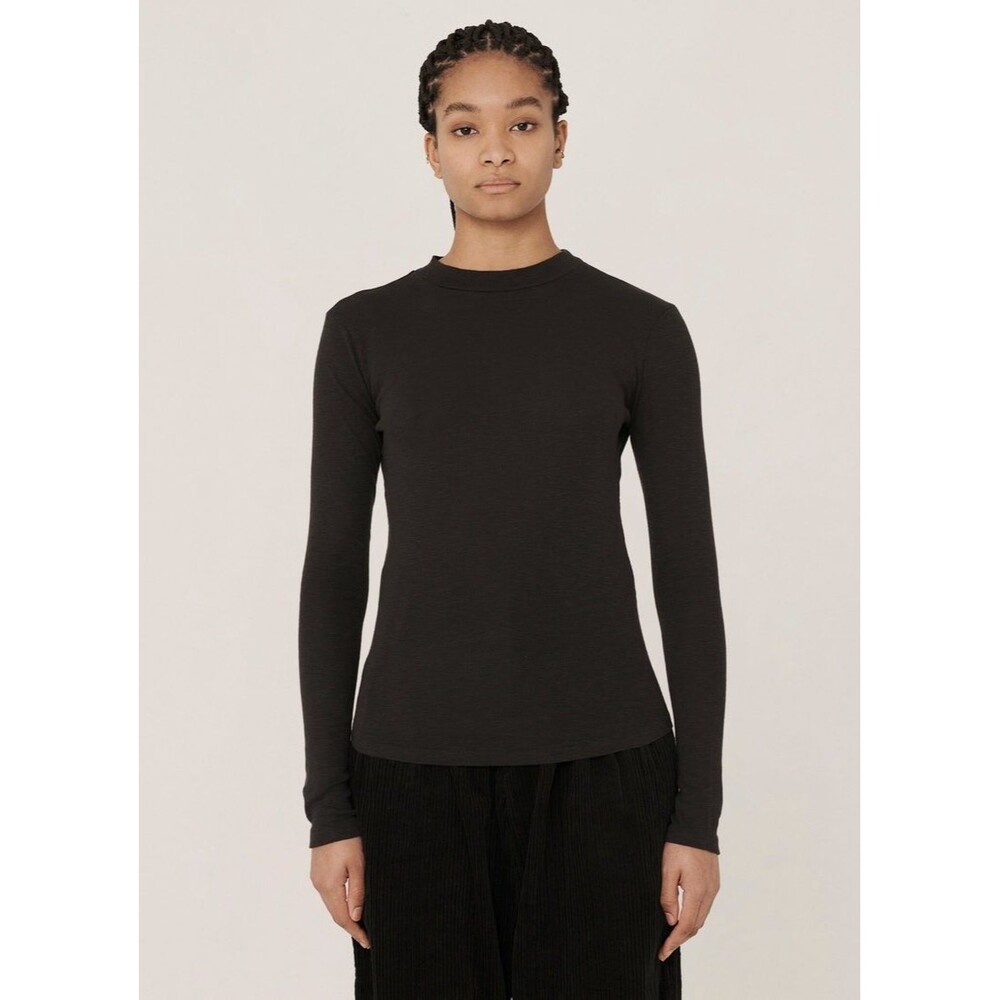 YMC You Must Create High Rain Cotton Rib Slub Jersey TShirt S Black Long Sleeve